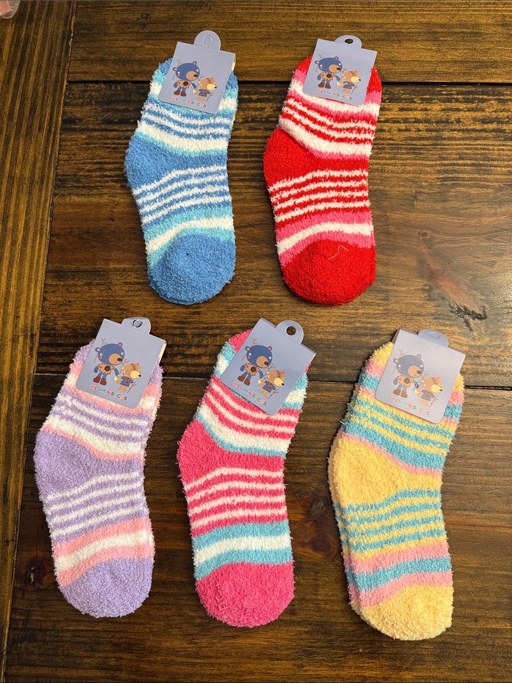 Cozy Striped Unisex Kids Fuzzy Socks (Variety of Colors Available)